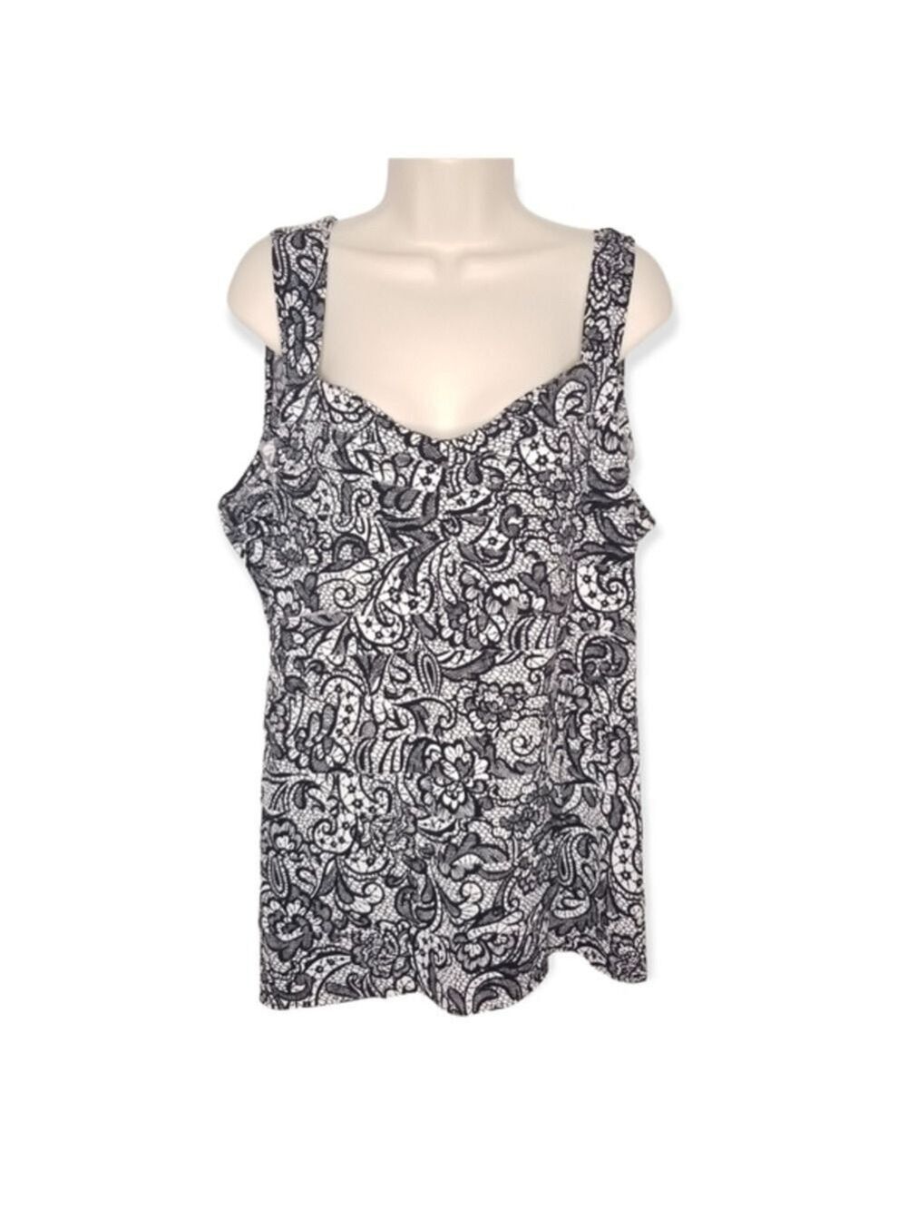 Lane Bryant Sleeveless Layered Tank Top Black & White‎ Size 18/20